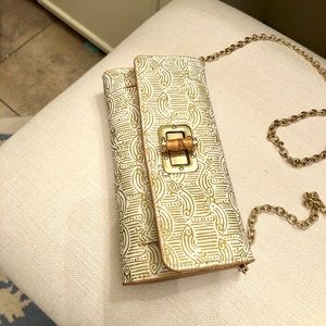 Lilly Pulitzer Gold and White Crossbody Bag